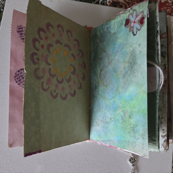 Embroidered White Journal  Handmade with Beaded Charm Free Jewelry Inside - Picture 10 of 16